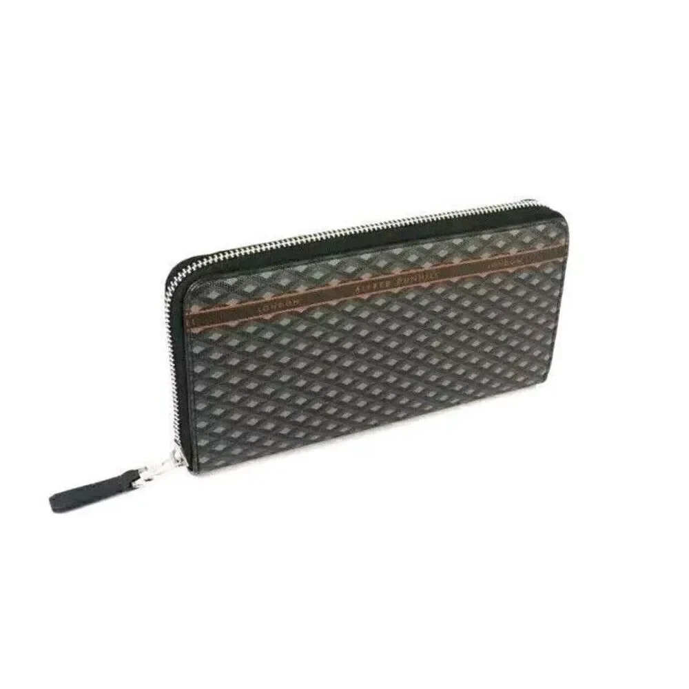 DUNHILL Engine Turn Luggage Canvas Zip Coat Wallet